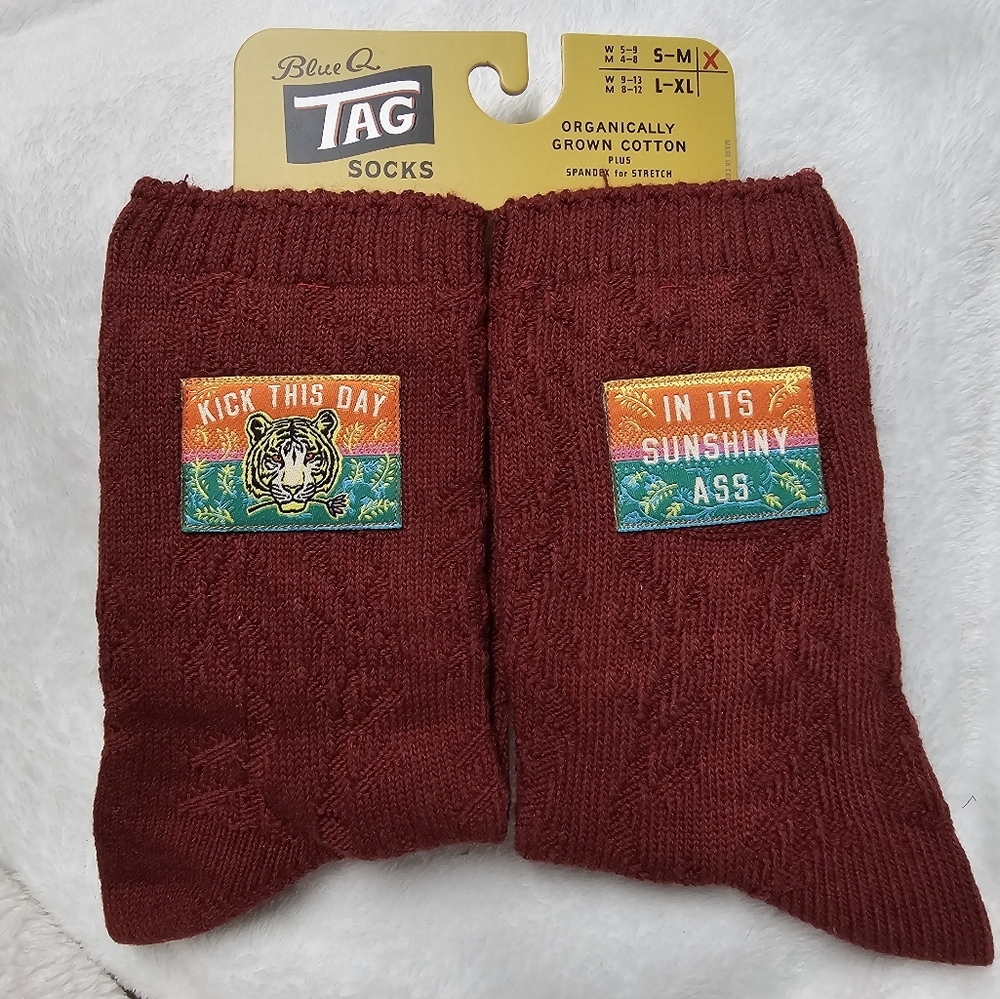 Blue Q Kick This Day Tiger Adult Humor Novelty Socks